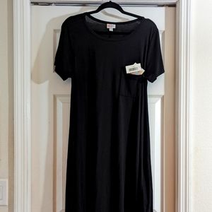 NWT LuLaRoe solid black noir Carly dress size large soft material